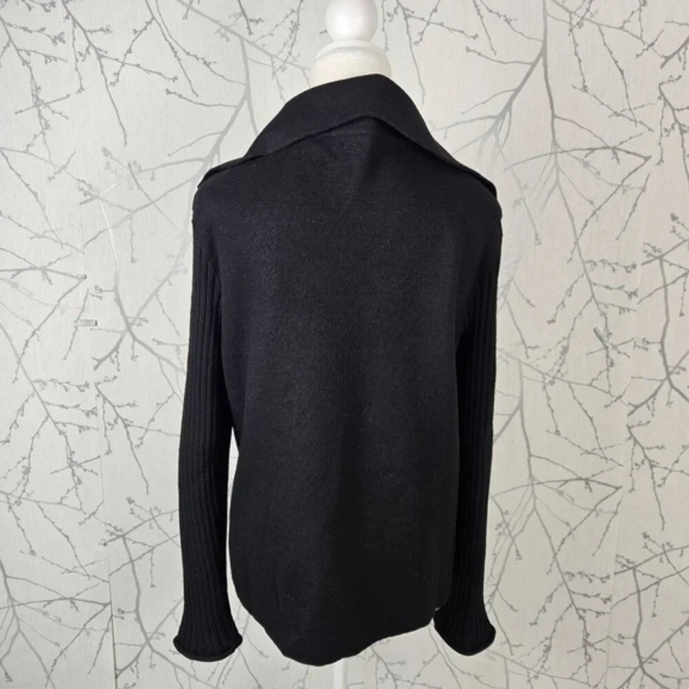 Annette Gortz Black Boiled Wool Hook & Eye Did Sweater Jacket - Picture 7 of 14